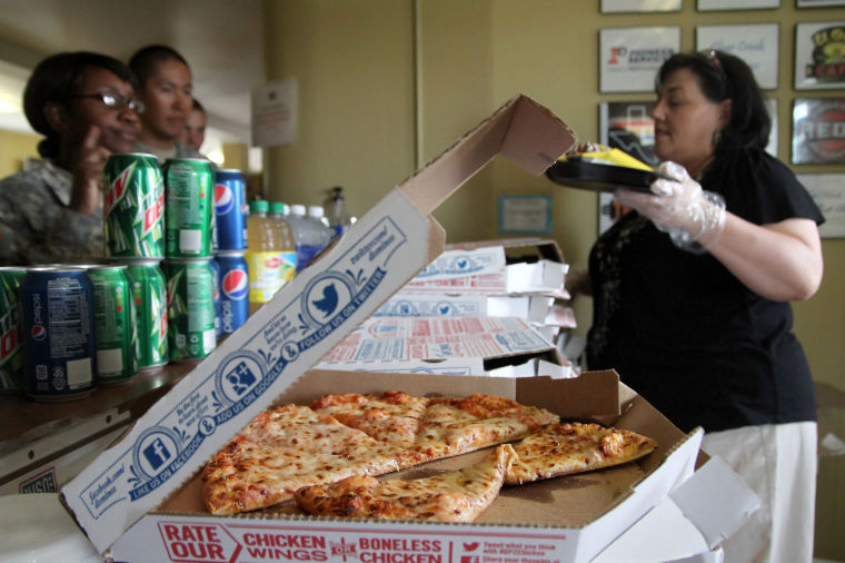 Pizza for lunch at the USO
